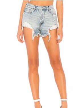 We The Free People NWT Loving Good Vibrations Cutoff Denim Shorts Light Size 32